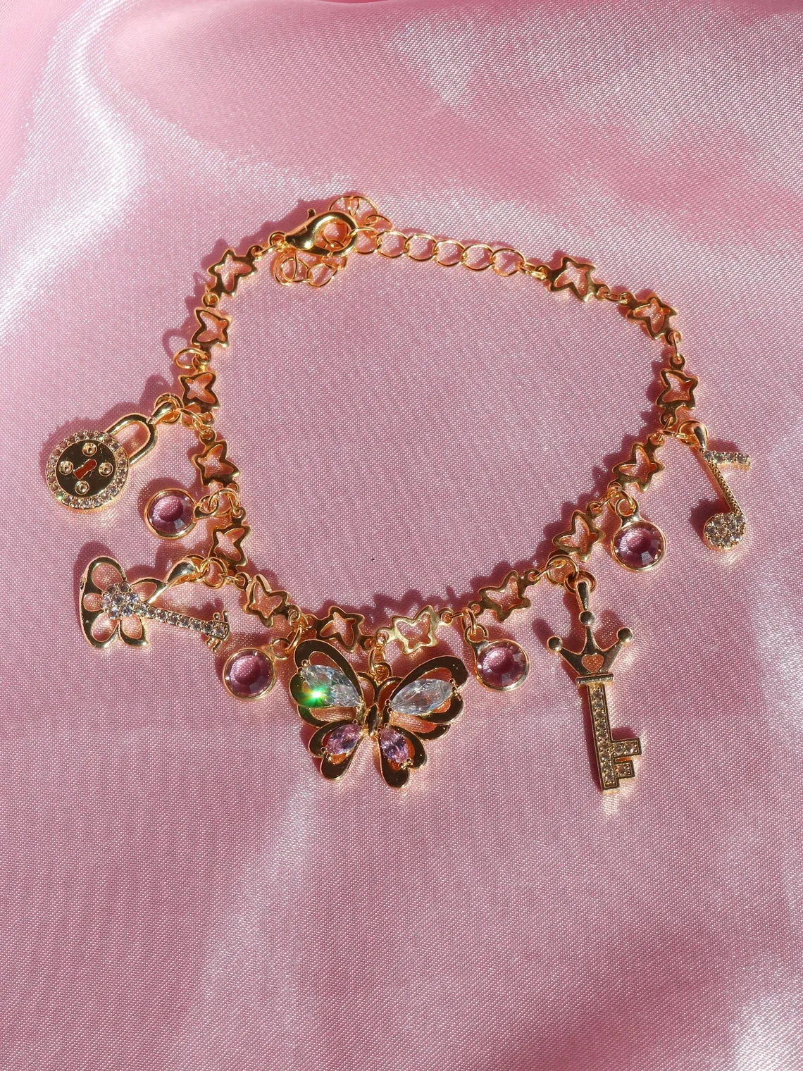 The Diaries Bracelet With Hearts, Butterfly Heart Charm Bracelet