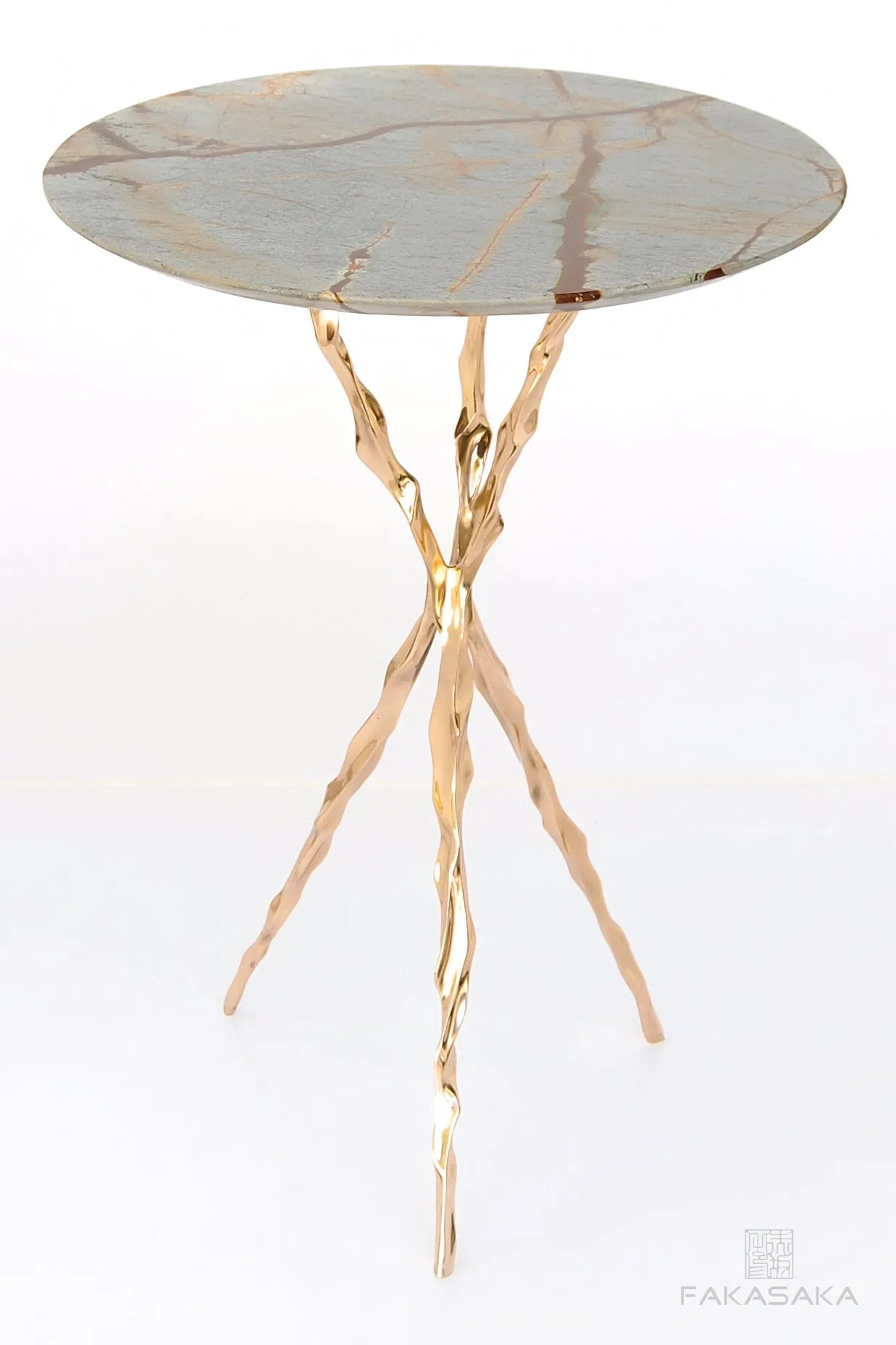 THOM DRINK TABLE<br><br>BLUE MARE QUARTZITE<br>POLISHED BRONZE