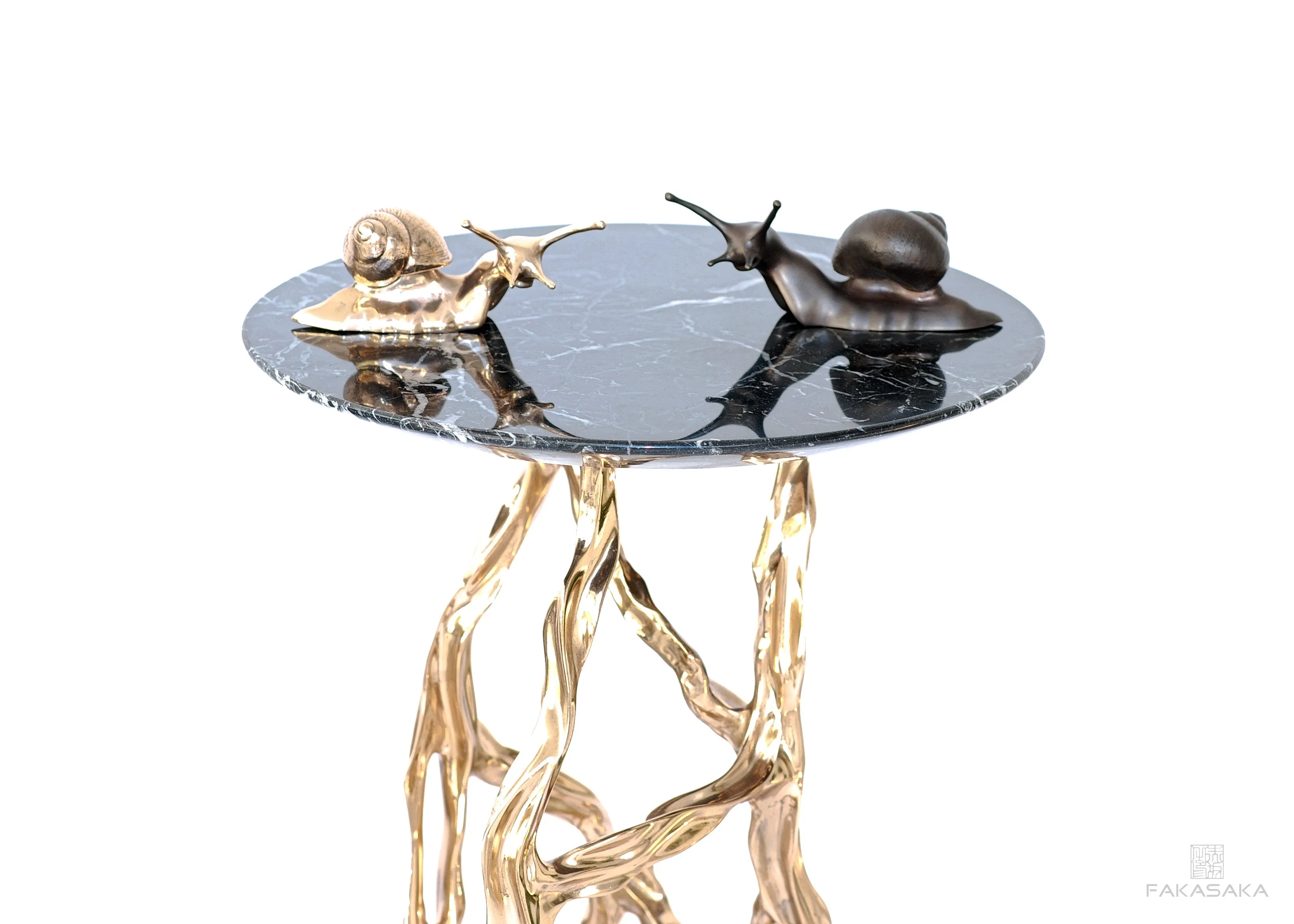 THOM DRINK TABLE<br><br>BLUE MARE QUARTZITE<br>POLISHED BRONZE
