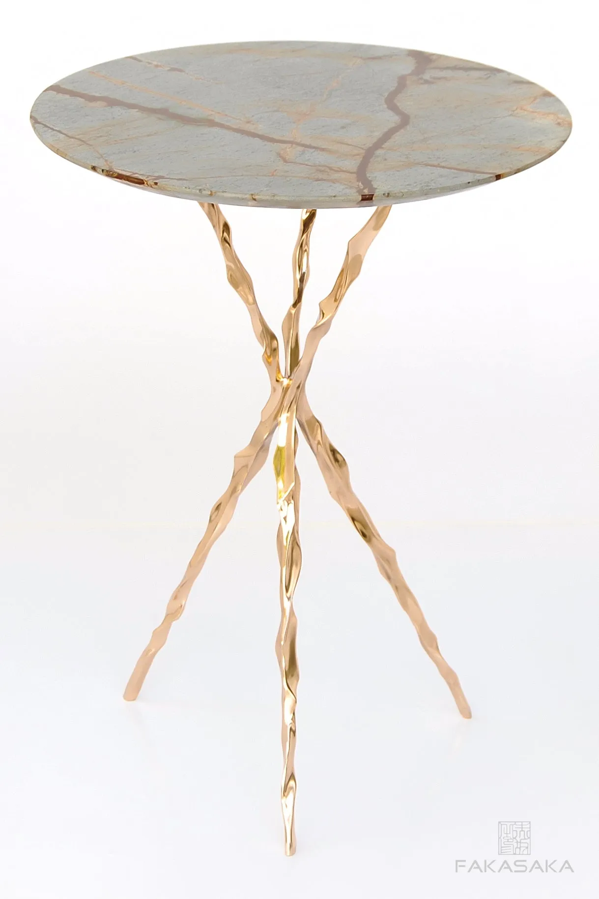 THOM DRINK TABLE<br><br>BLUE MARE QUARTZITE<br>POLISHED BRONZE