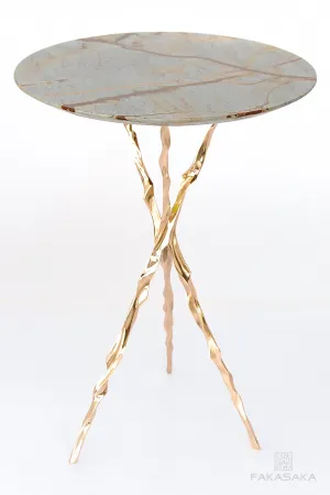 THOM DRINK TABLE<br><br>BLUE MARE QUARTZITE<br>POLISHED BRONZE