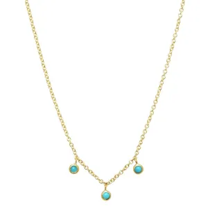 Three turquoise mini bezel dangle necklace