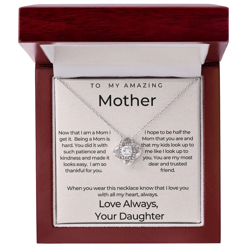 To My Amazing Mother Love Knot Necklace, Gift for Mom from Daughter, Meaningful gift in Mother's Day