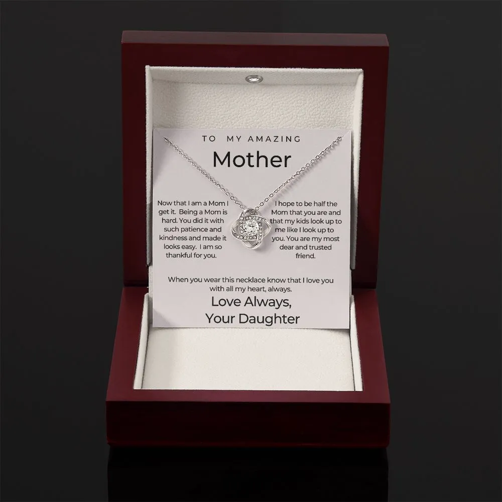 To My Amazing Mother Love Knot Necklace, Gift for Mom from Daughter, Meaningful gift in Mother's Day