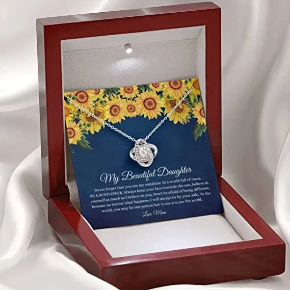 To My Beautiful Daughter Love Knot Necklace, birthday Gift For Daughter From Mom, Gift for her