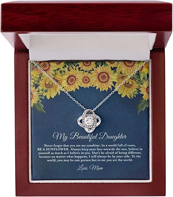 To My Beautiful Daughter Love Knot Necklace, birthday Gift For Daughter From Mom, Gift for her