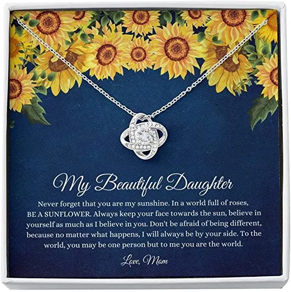 To My Beautiful Daughter Love Knot Necklace, birthday Gift For Daughter From Mom, Gift for her
