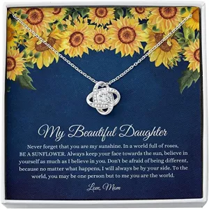 To My Beautiful Daughter Love Knot Necklace, birthday Gift For Daughter From Mom, Gift for her