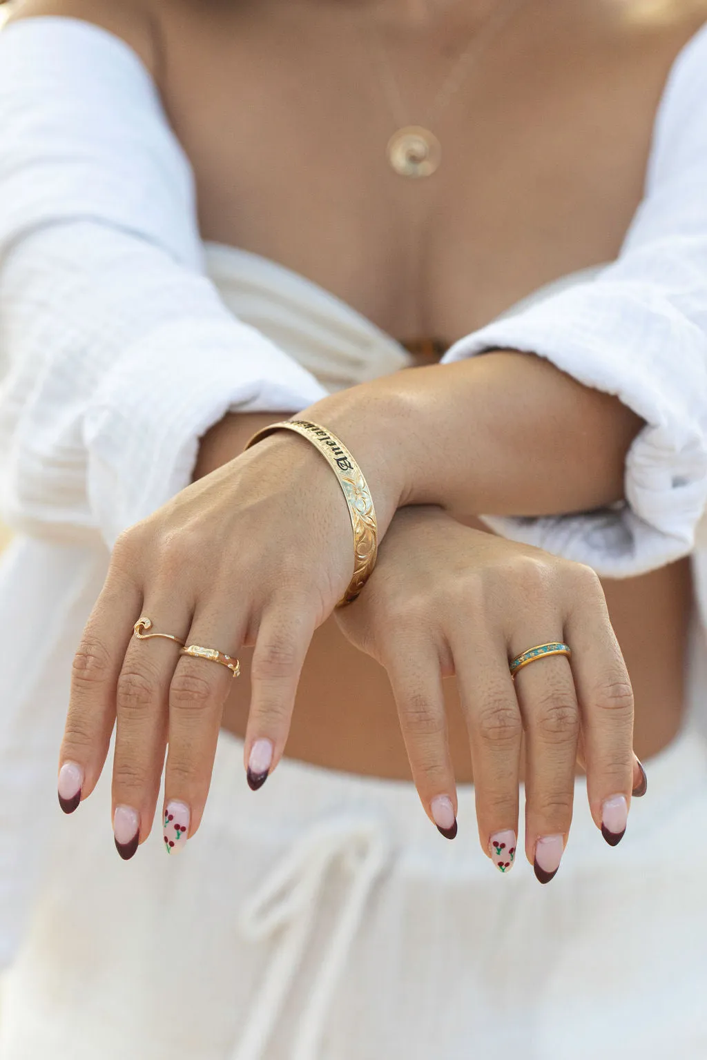Turquoise & 24K Gold Flake Ring [4mm width]
