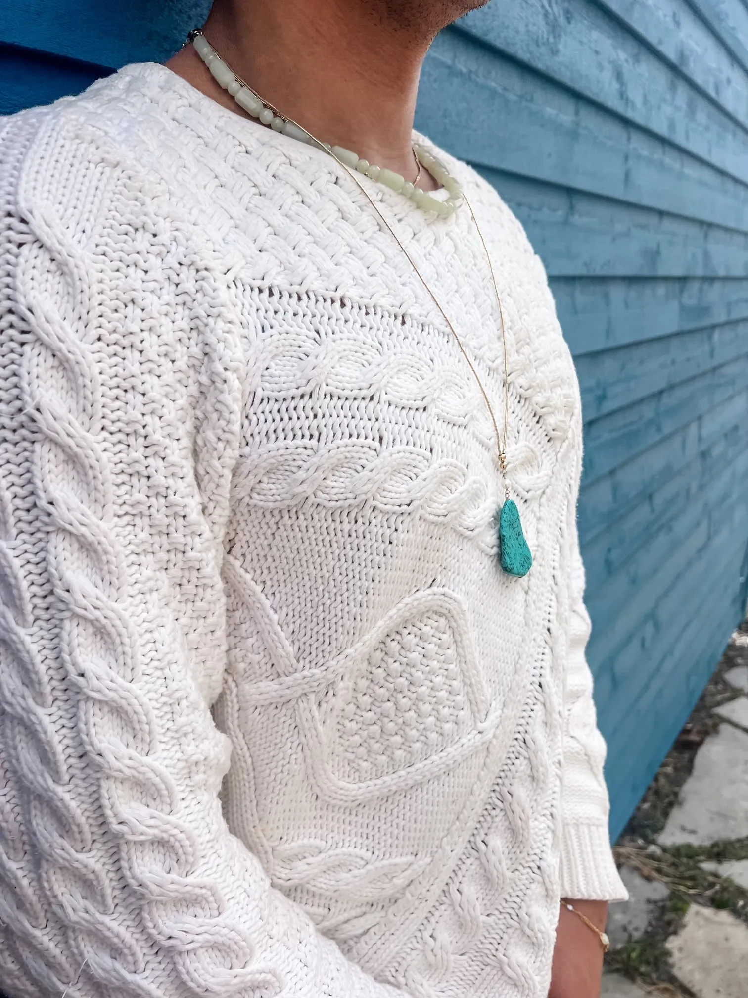 Turquoise and Pearl Statement Necklace