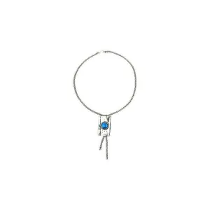 Turquoise Block Silverplated Necklace Brass Images