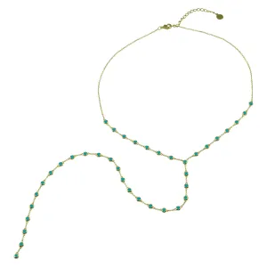 Turquoise CZ Bezel Lariat Necklace