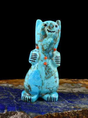 Turquoise Dancing Bear Zuni Fetish