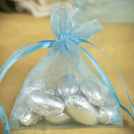 Turquoise Organza Bags | 10 ct