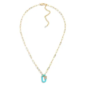 TURQUOISE OVAL LOCK NECKLACE