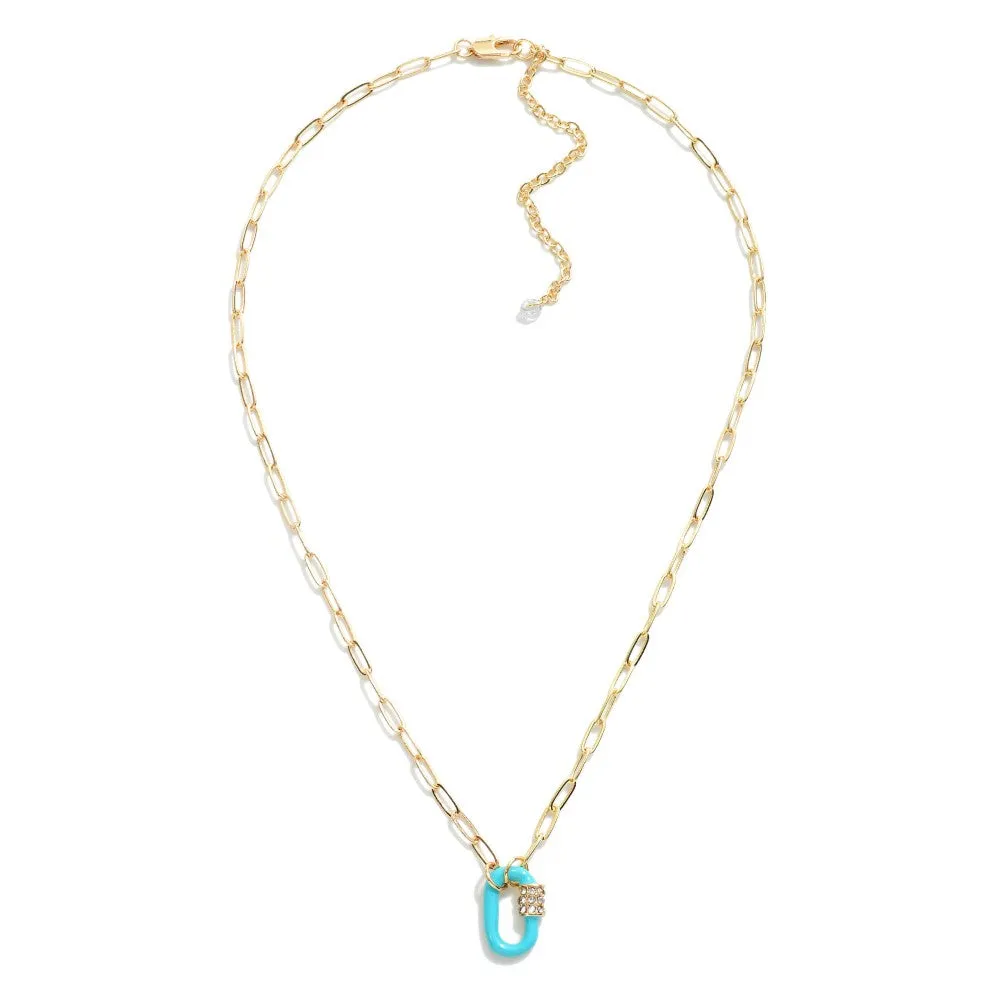 TURQUOISE OVAL LOCK NECKLACE