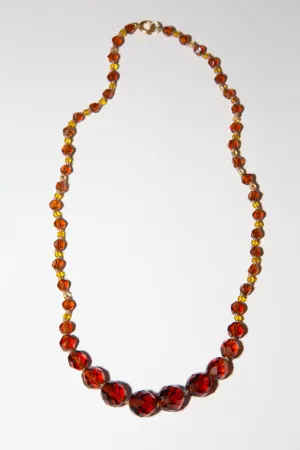 Vintage 1950s Amber Crystal Knotted Necklace