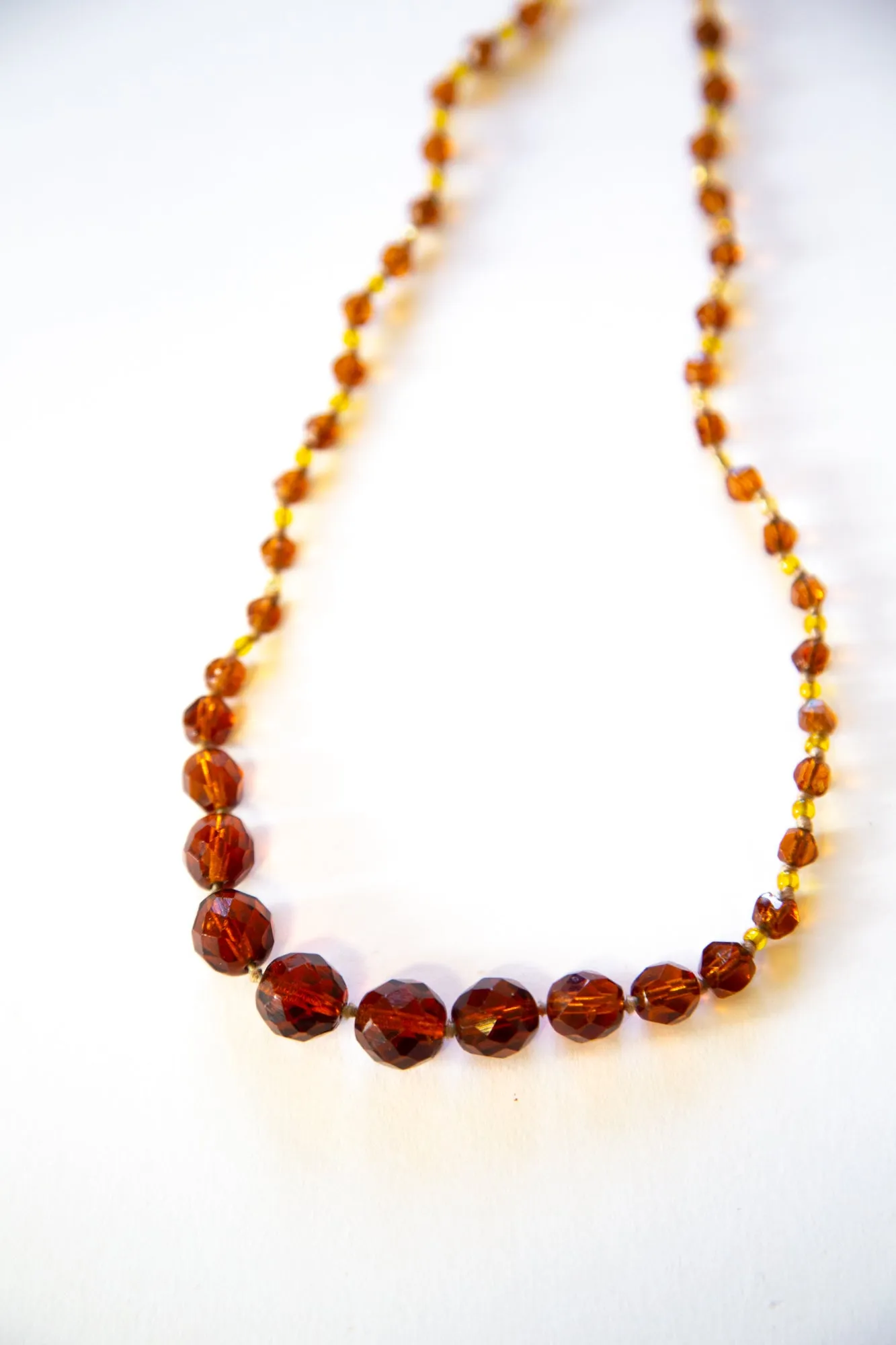 Vintage 1950s Amber Crystal Knotted Necklace