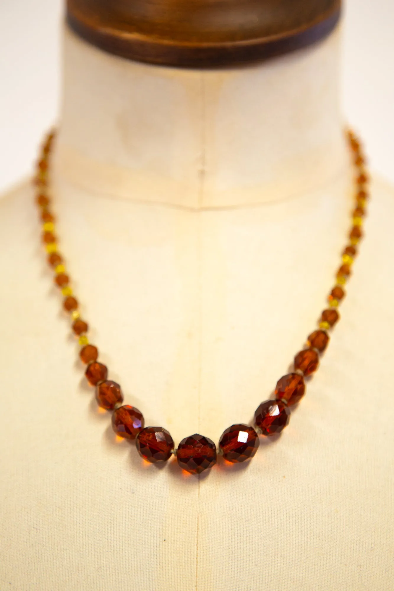 Vintage 1950s Amber Crystal Knotted Necklace