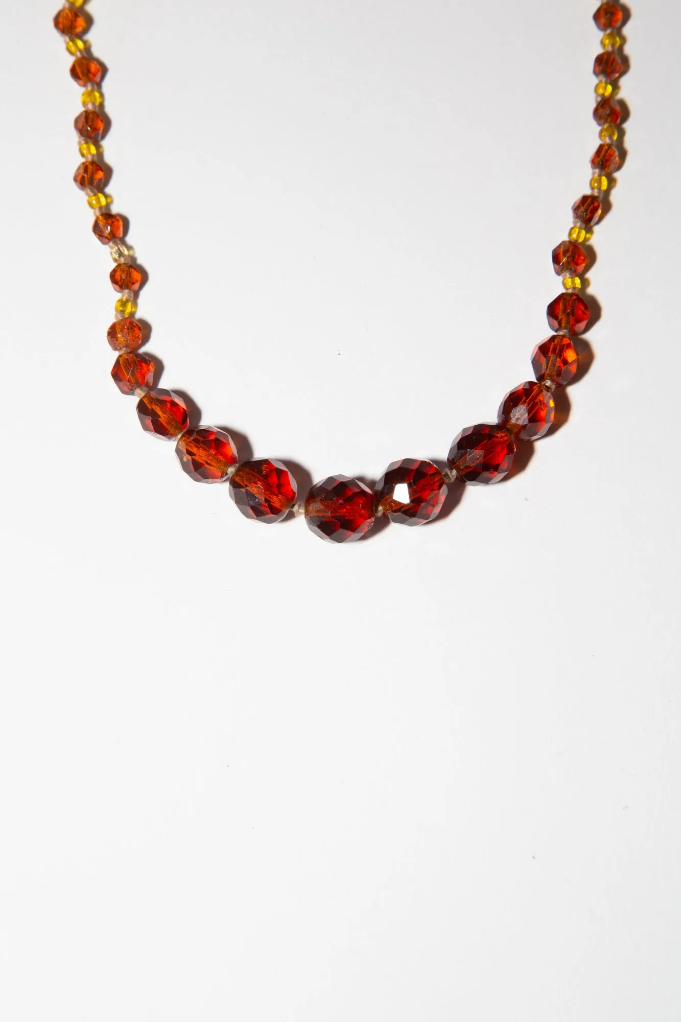 Vintage 1950s Amber Crystal Knotted Necklace