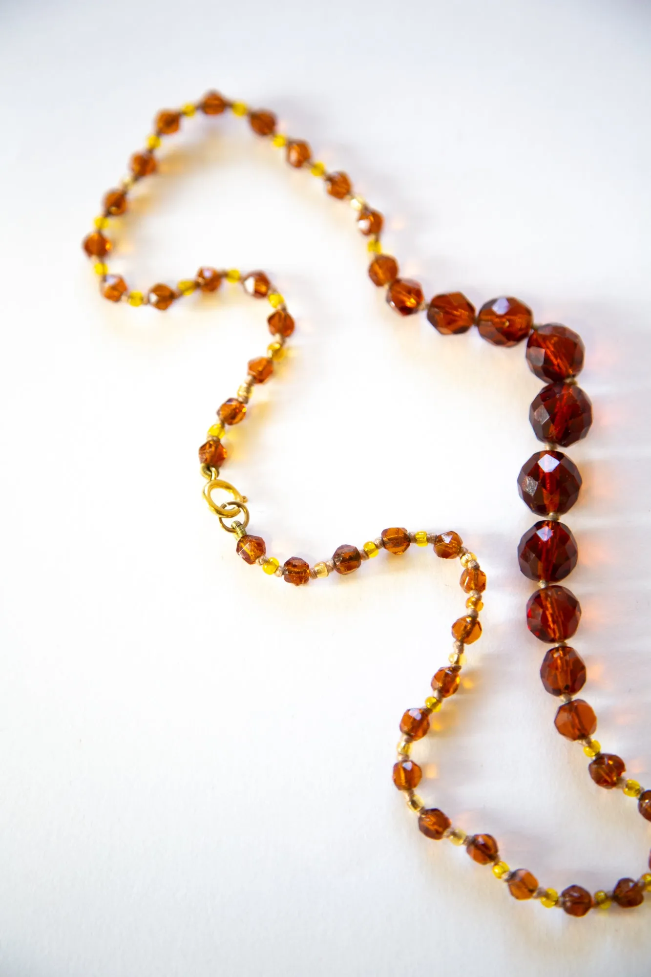 Vintage 1950s Amber Crystal Knotted Necklace