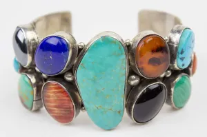 Vintage Navajo Multistone Nugget Cuff Bracelet