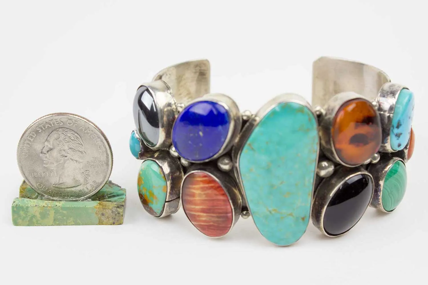 Vintage Navajo Multistone Nugget Cuff Bracelet