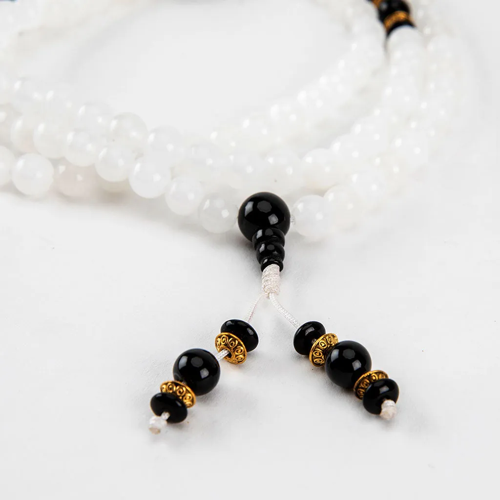 White and Black Onyx Mala
